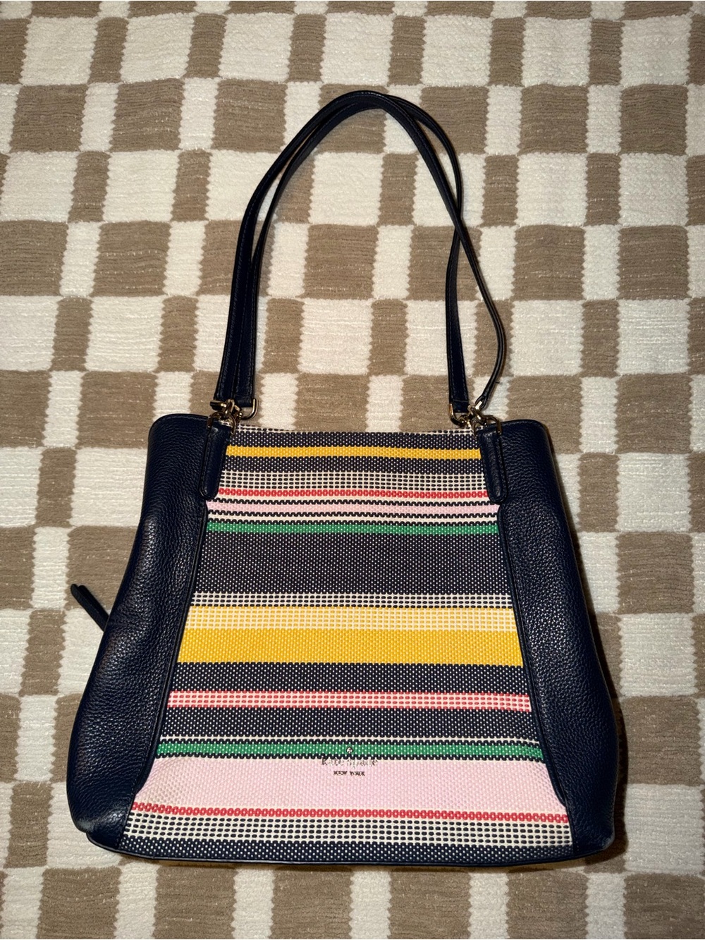 Kate Spade Striped Navy and Multi-Color Shoulder Tote